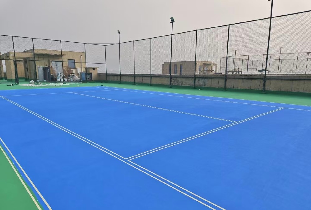 重庆室外网球场沥青基础铺设丙烯酸地面